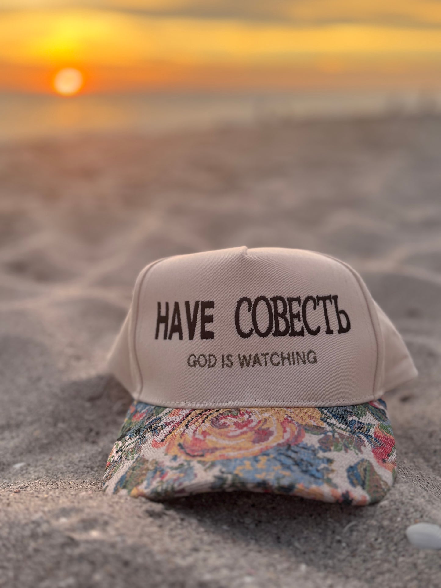 Have СОВЕСТЬ “God Is Watching” Christian Snapback Trucker Hat | English & Russian Faith Hat