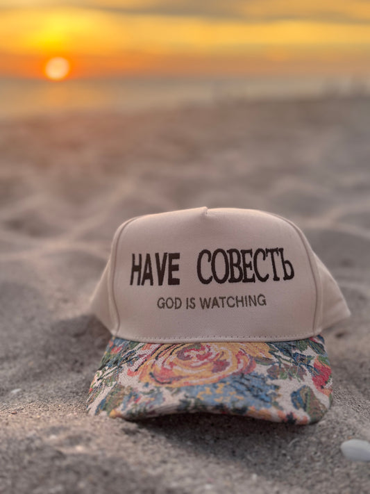Have СОВЕСТЬ “God Is Watching” Christian Snapback Trucker Hat | English & Russian Faith Hat