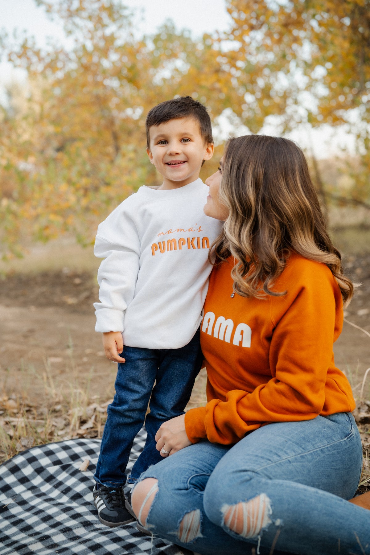 Mama's Pumpkin Kids Sweatshirt, Matching Mommy and Me Fall Crewneck