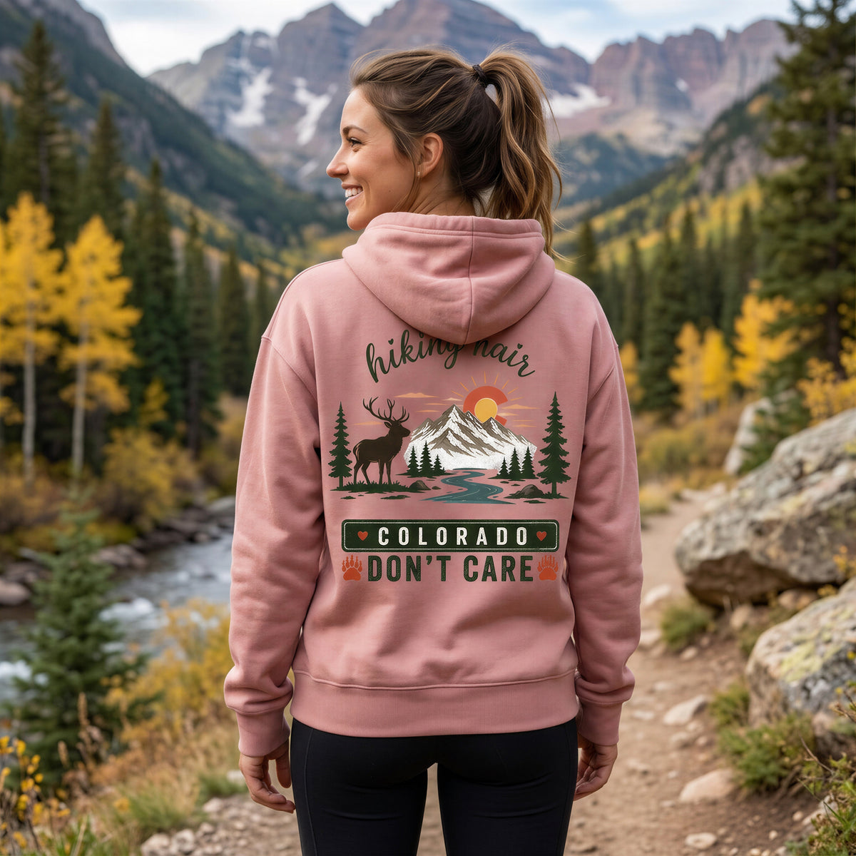 Hiking Hair Don't Care Colorado Hoodie | Mountain Hiking Hoodie