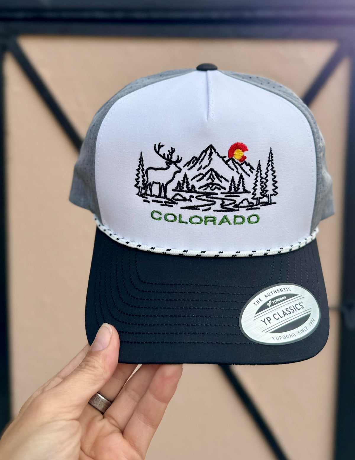 Colorado Mountain Embroidered Rope Hat