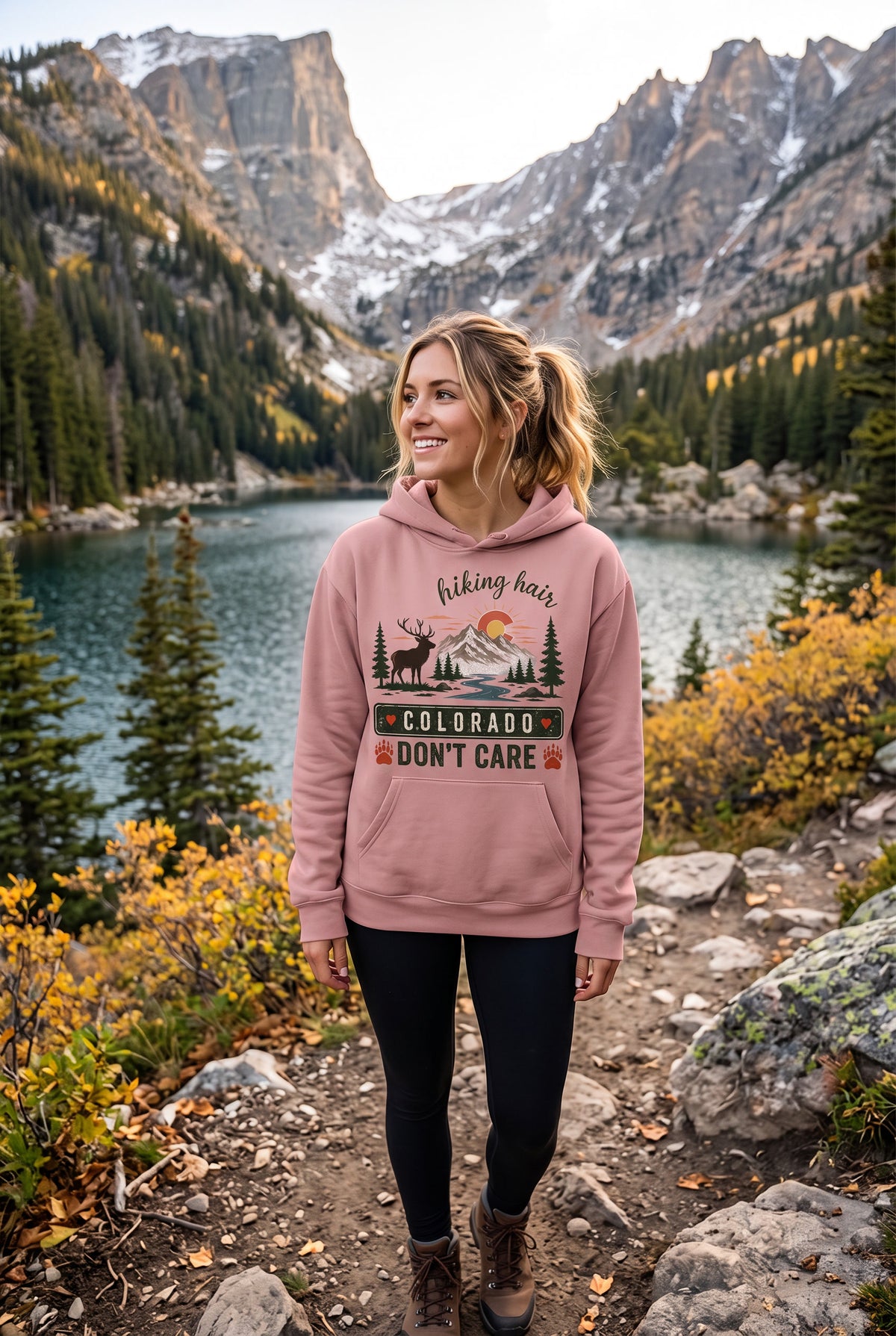 Colorado Hiking Hoodie – Hiking Hair Don’t Care Outdoor Hoodie