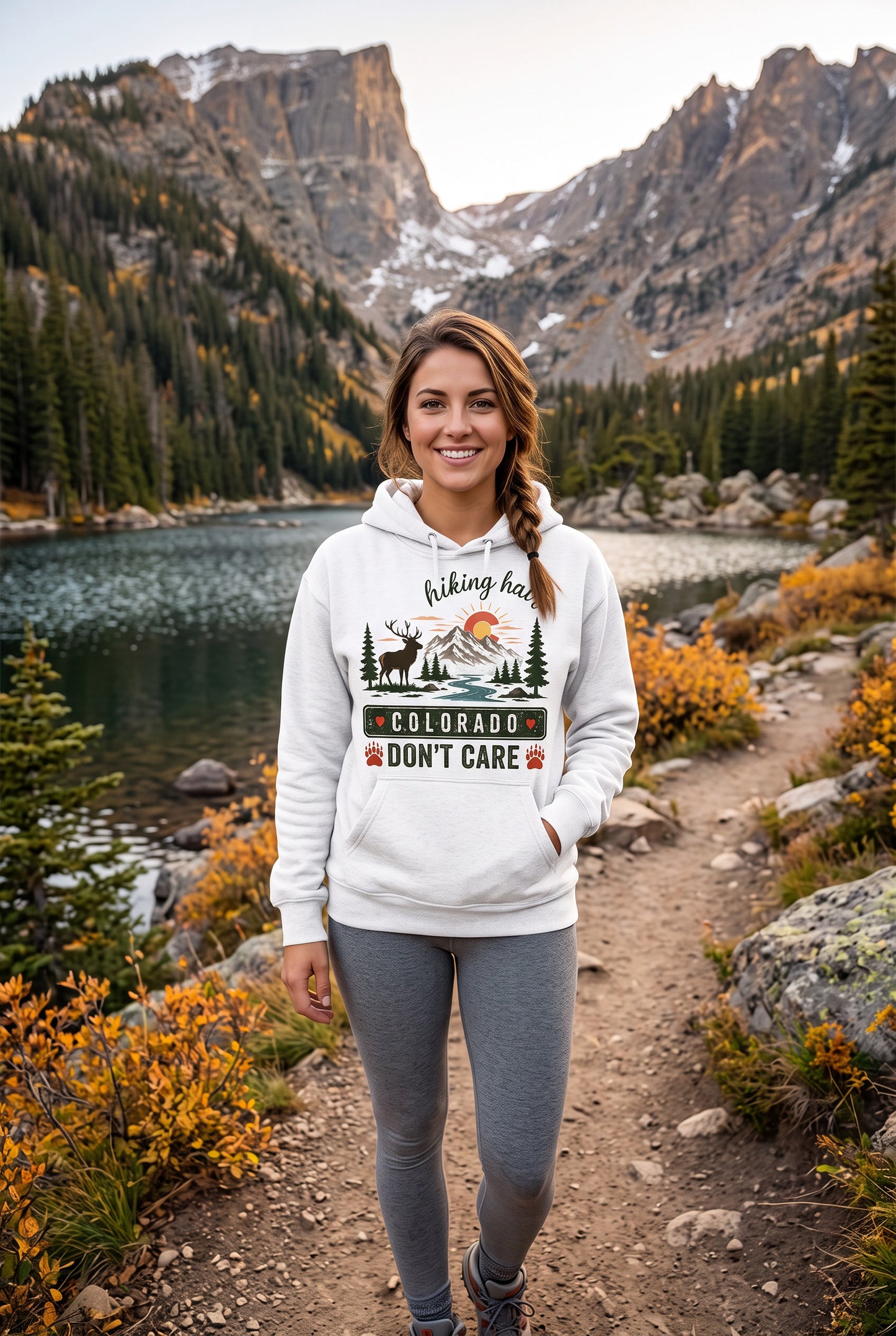 Colorado Hiking Hoodie – Hiking Hair Don’t Care Outdoor Hoodie