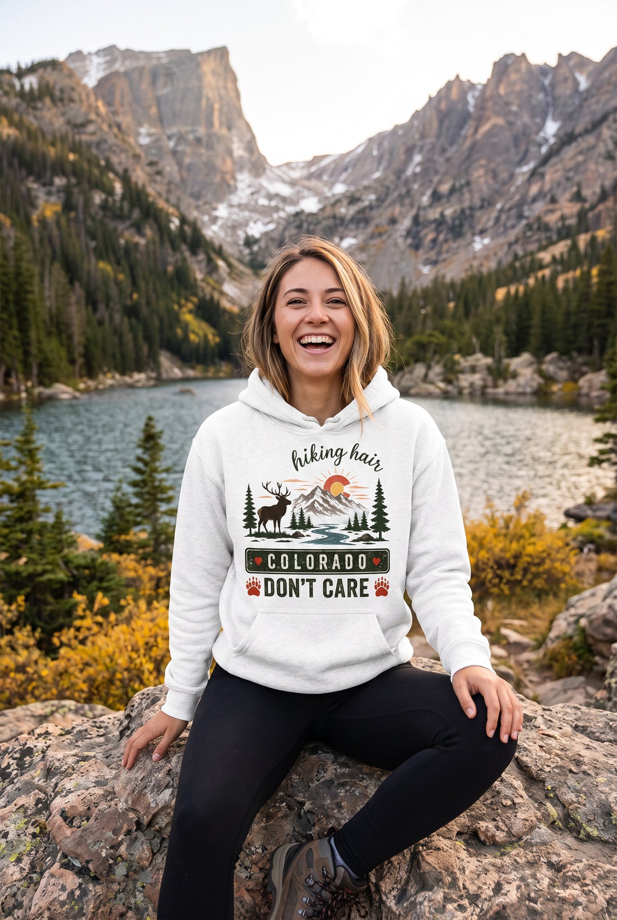 Colorado Hiking Hoodie – Hiking Hair Don’t Care Outdoor Hoodie